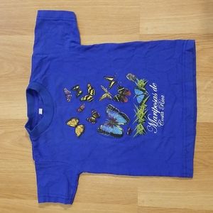 Mariposas de Costa Rica blue short sleeve butterfly shirt kids 2T EUC